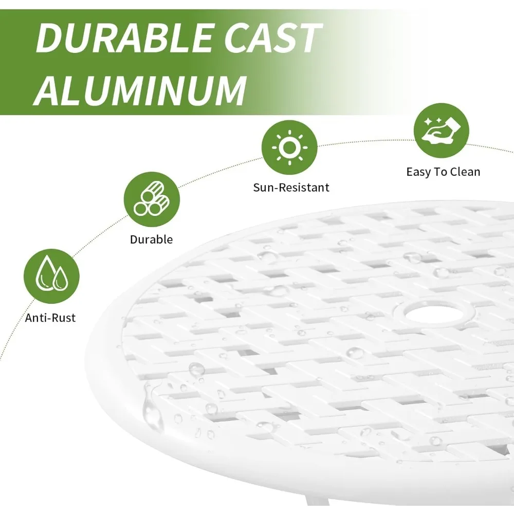 White Cast Aluminum Bistro Set 4