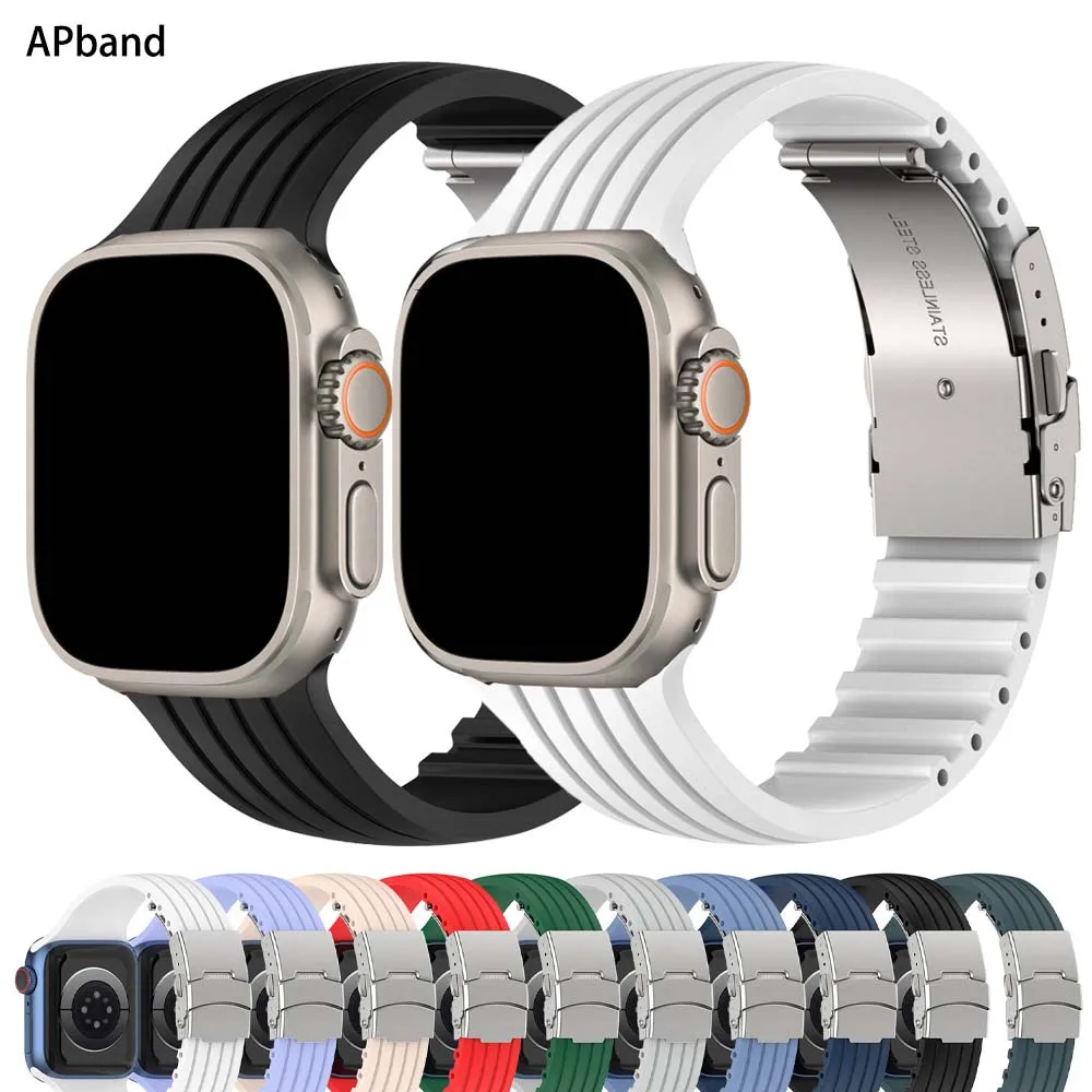 Silicone strap For Apple Watch band 49mm 45mm 41mm 44mm 40mm 49 mm watch  band bracelet correa iWatch series ultra 8 7 3 4 5 6 se - AliExpress