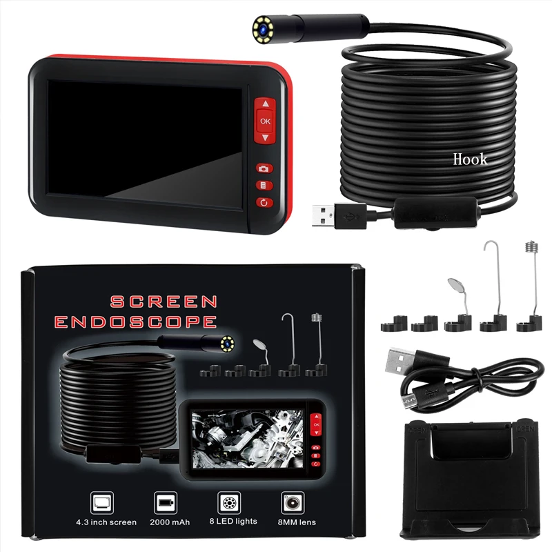 VEVOR Triple-Lens Industrial Endoscope, 5 IPS Screen, Borescope