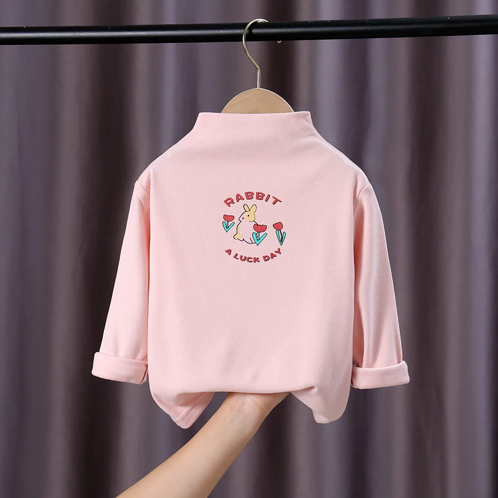 Winter Turtleneck Top Clothes Toddler Infant Unisex Fashion Cartoon Pritning Inner Wear Tee Kids Baby Girl Boy Underwear Tops