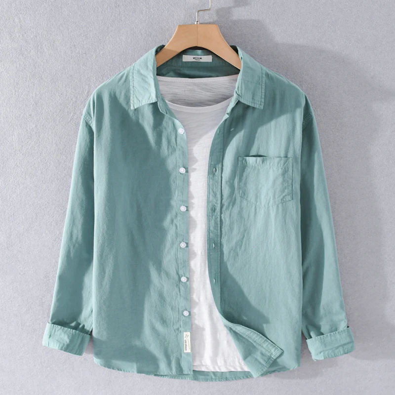 

New Arrival Long Sleeve Solid Casual Cotton Shirt Men Brand Trend Comfortable Top Clothes 6 Colors Chemise Homme Drop Shipping