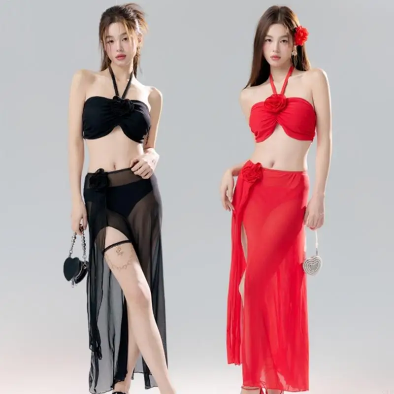 Frauen 3 PCs Split Badebode Badeanzug Damen Color Bading Anzug 69HD