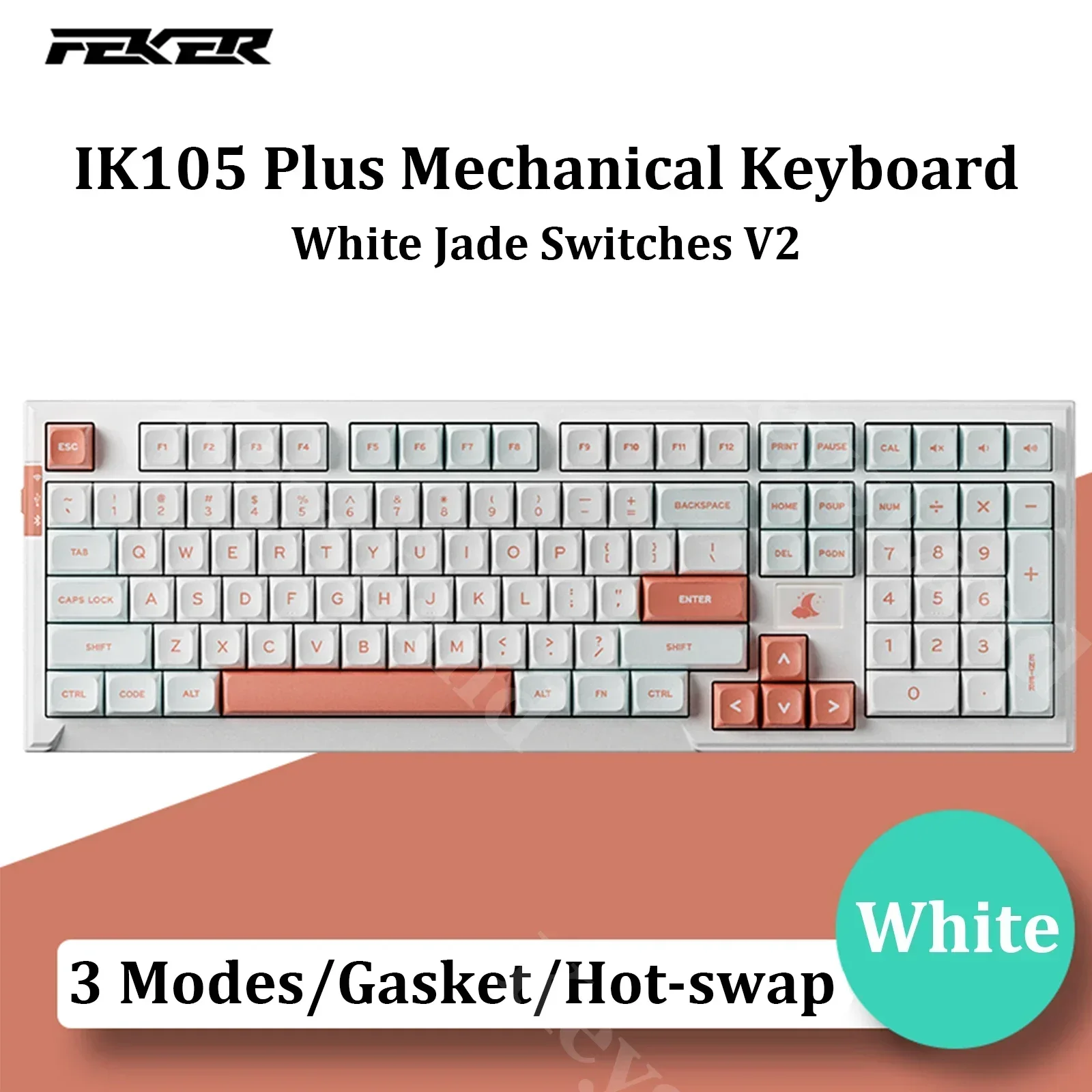 Feker-Bluetooth 2.4g rgbメカニカルキーパッド,ホットスワップ