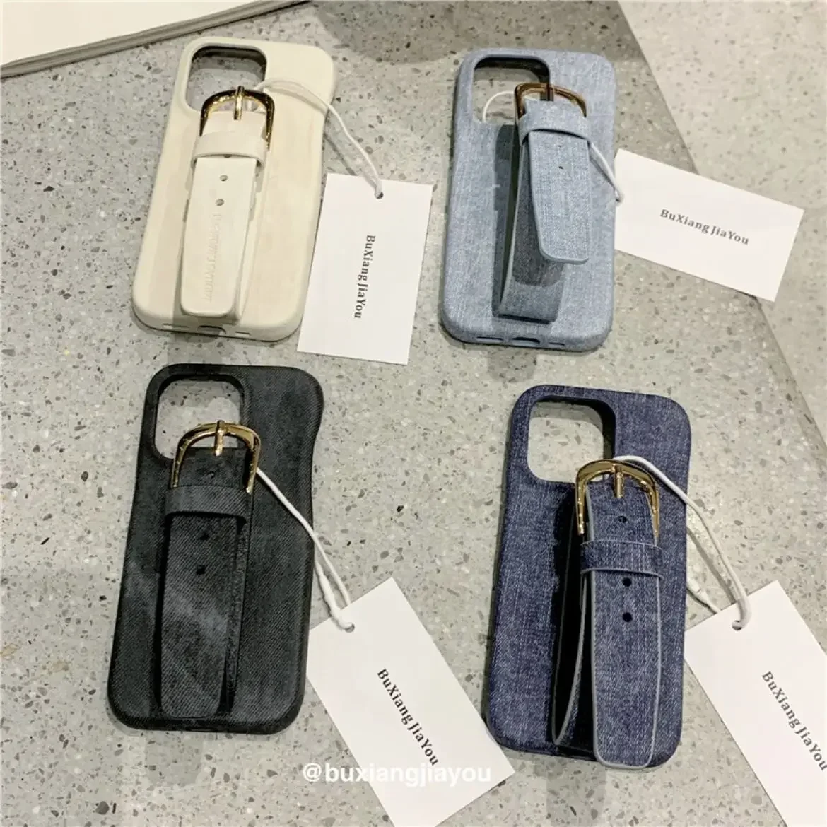 

Korean INS Premium Denim Wristband Apple 13 Phone Case IPhone 14 Promax Niche 11 New 12 Women Phone Case