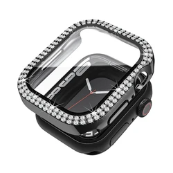 Luxury Diamond Protective Case with Tempered Glass - 40MM Series SE 6 5 4 (Black)