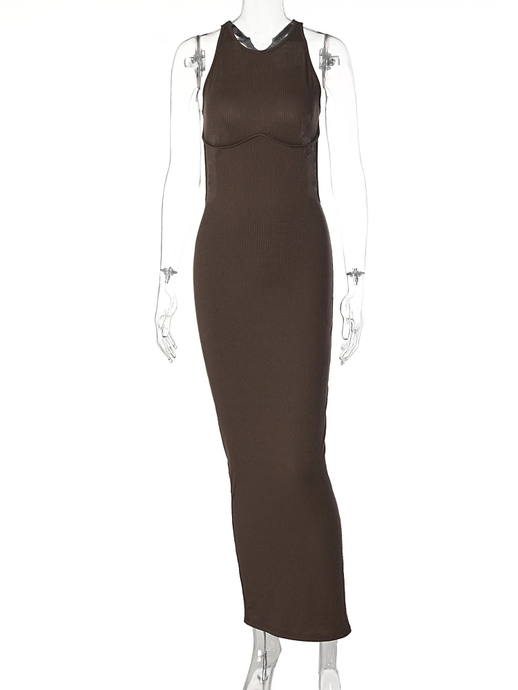 Robe Mini Côtelée Femme - Sans Manches Col Carré - Coupe Ajustée Soirée