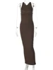 Hugcitar Ribbed Solid Hollow Out Backless Sleeveless Sexy Slit Mini Dress Bodycon 2025 Spring Women Outfits Elegant Party Y2K 6