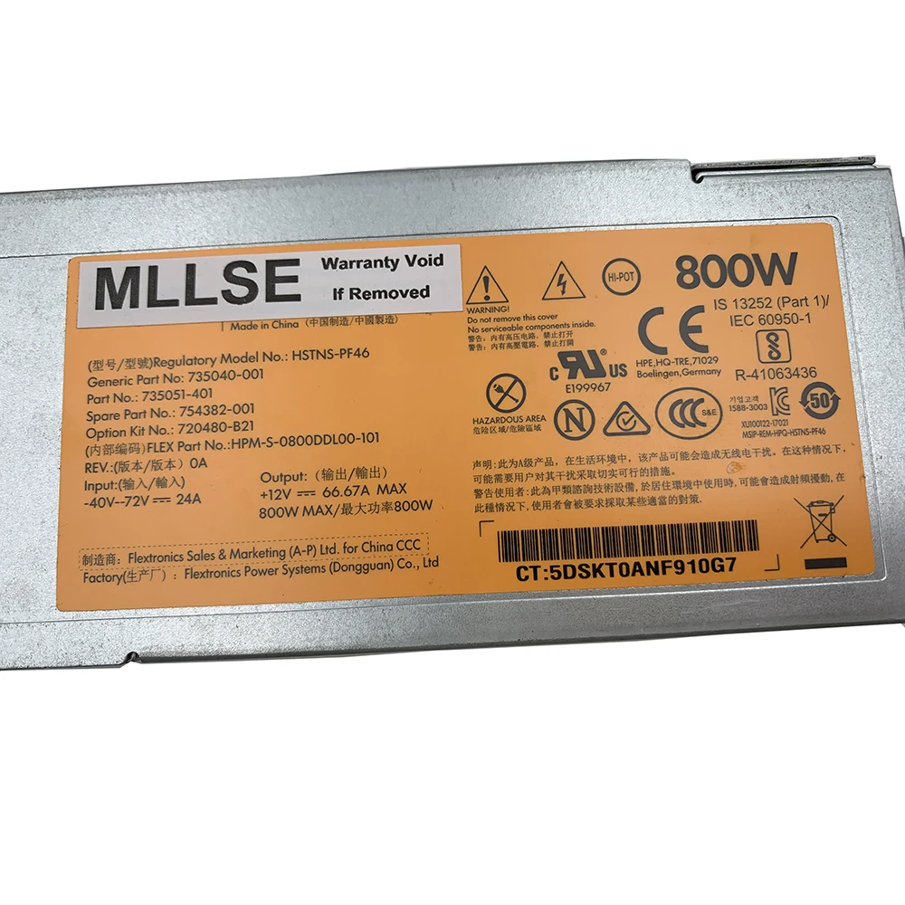 DC Power Supply for HP GEN9 735040-001 735051-401 754382-001 720480-B21 HSTNS-PF46 800W 4 DC Power Supply for HP GEN9 735040-001 735051-401 754382-001 720480-B21 HSTNS-PF46 800W - Image 2