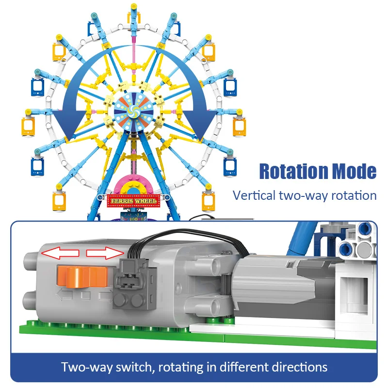 City Friends MOC Rotating Ferris Wheel Building Blocks Electric