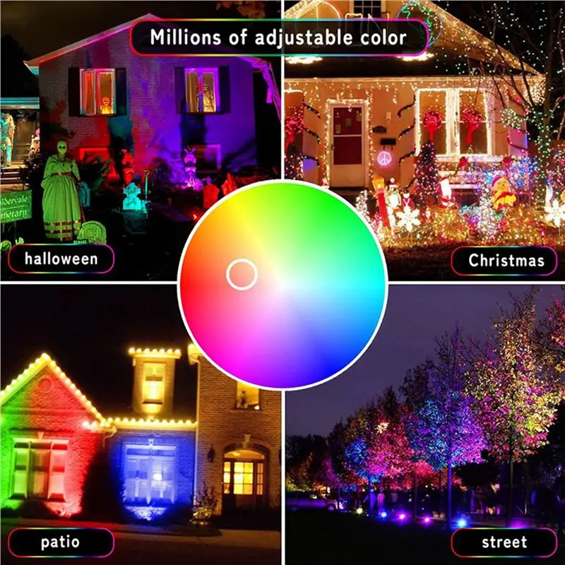 A19F-4 팩 100W RGB LED 투광 조명 IP66 방수 색상 변경 투광 조명, 파티, 할로윈 220V용 리모컨 포함