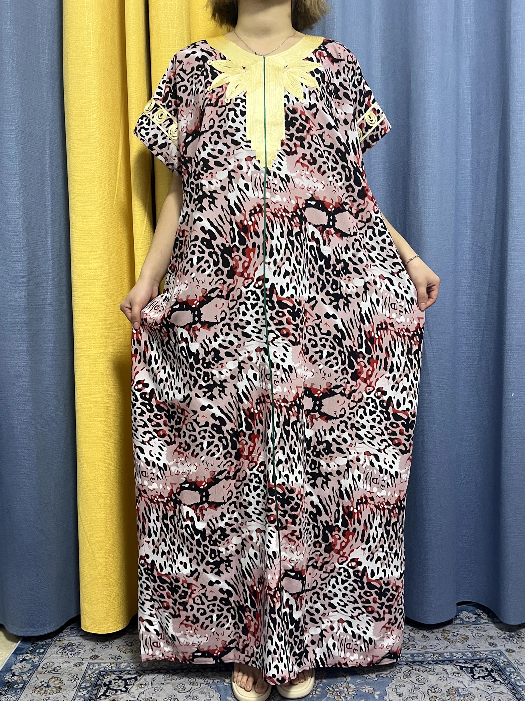 Abayas For Women 2023 Dubai Islam Djellaba Leopard Print Cotton African Dresses Loose Femme Robe Caftan Marocain With Headscarf