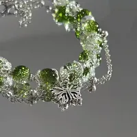 Bracelet papillon Super féerique pour femmes, Design de Niche, perles vertes douces, glands, chaîne élastique, bijoux exquis pour filles 3