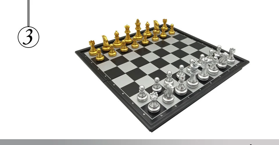 Easytoday Chess Games Set Magnetic Folding Chessboard High-quality Gold silver Color Plastic Chess Pieces Table Games Friend Gift (3)