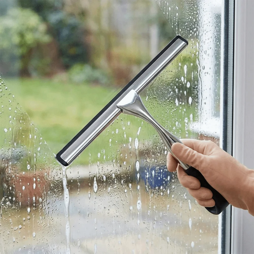 Strumento di Pulizia in Acciaio Inossidabile, Tergicristallo Manuale Senza Aloni per Doccia, Tergivetro Efficiente da Appendere per Vetri e Specchi - immagine 3