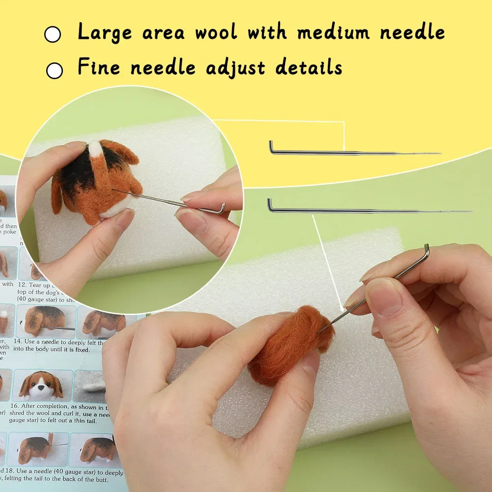 Needle Felt Kit Animals Cat Dog DIY Needle Felting Set with Foam Mat
