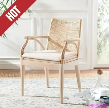 Gianni Natural Wash Arm Chair with White Cushion 1