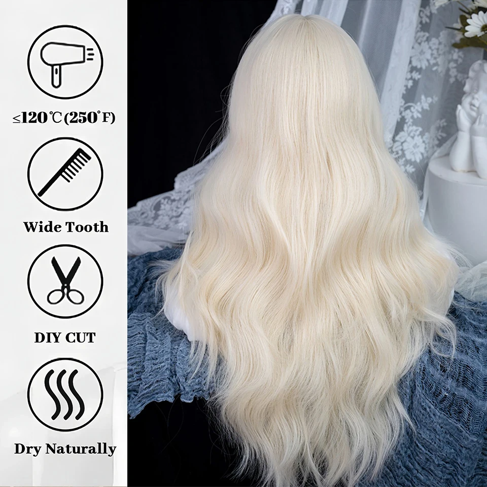 Blonde Synthetic Wig with Bangs for Women Daily Party