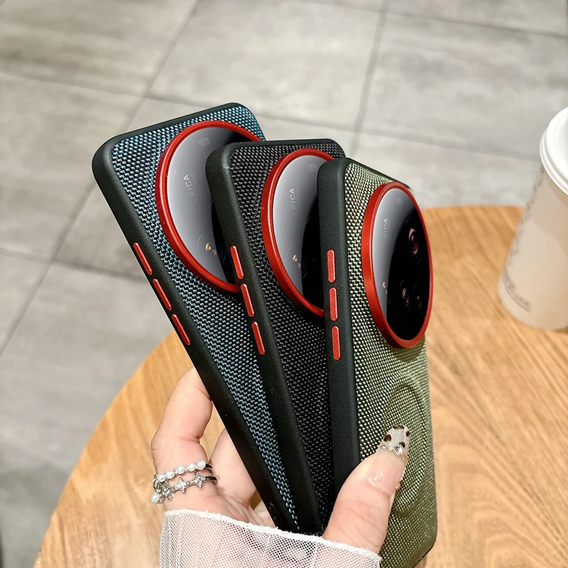 Luxury Magnetic Soft TPU+Nylon Woven Leather Back Anti-Fingerprint Phone Case