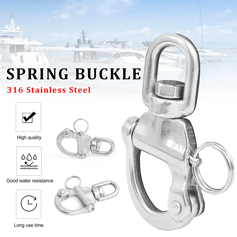 

1PCS 70mm Spring Buckle Swivel With Snap Shackle Panic Hook Eye Fork Stainless Steel Openable Keyring Car Boat Accessories