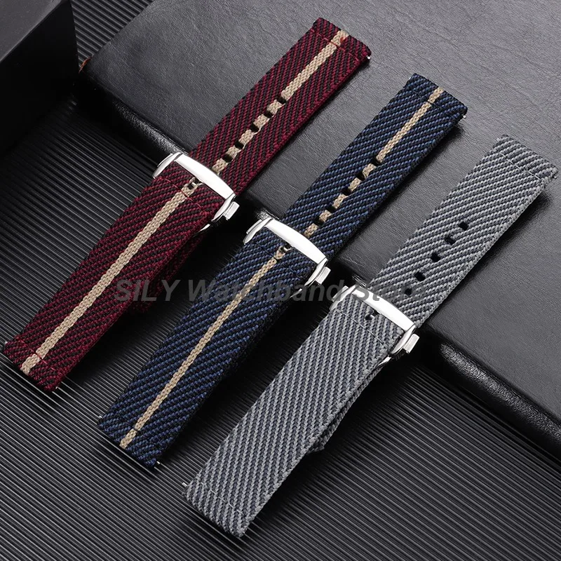 Woven Nylon Canvas Quick Release Watch Band with Folding Buckle