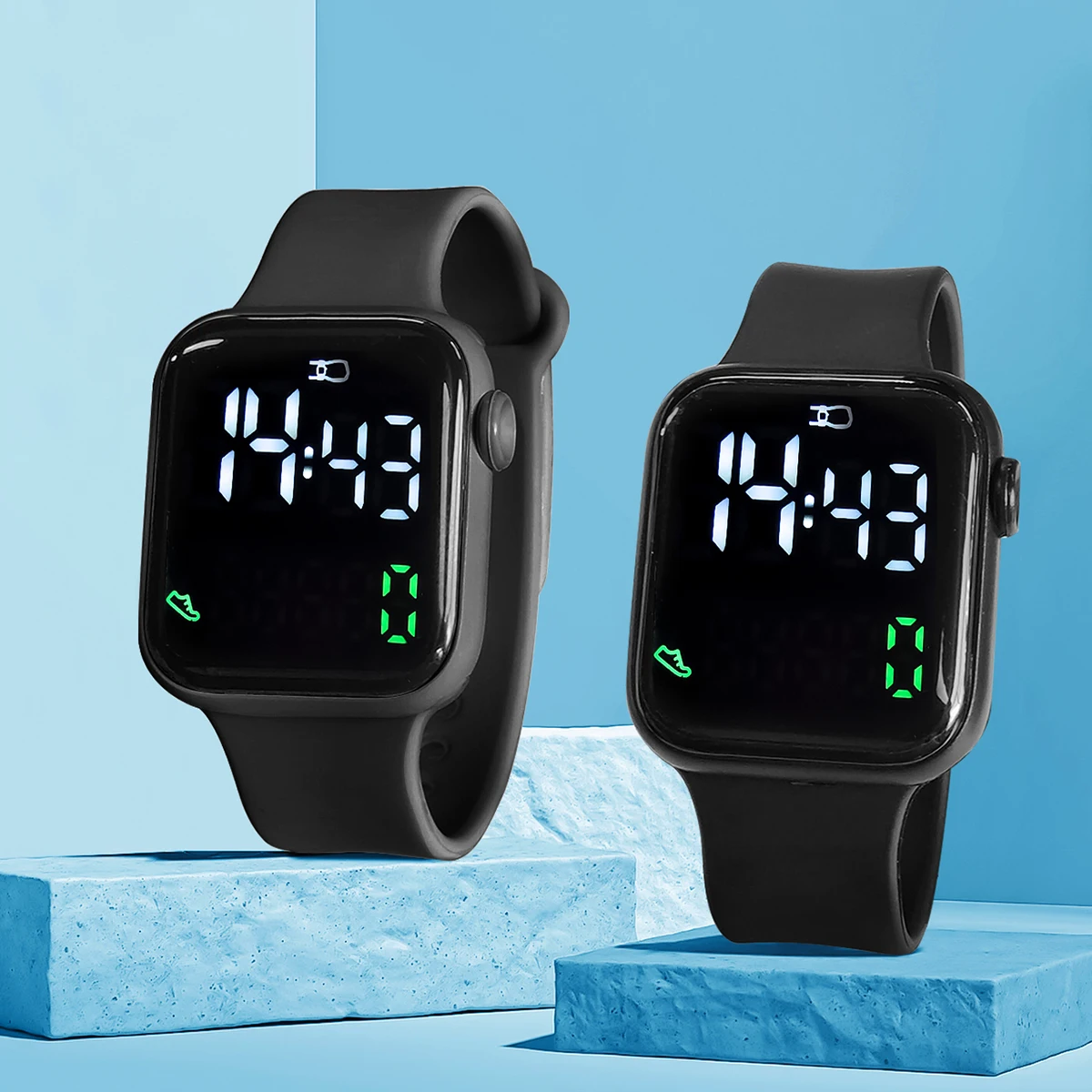 New 2PCS Student Minimalist Smart Watch for Boys and Girls with Elevated Display and Step Counting Sports Electronic Watch 3
