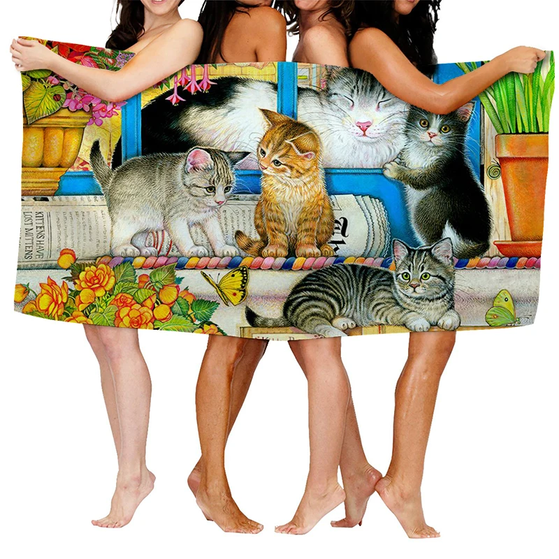 Home bath towels for the body towels bathroom quick drying microfiber beach towel Oil painting style man large sports towel 3
