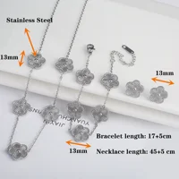 Hot Sale Stainless Steel Laser Five Leaf Flower Petal Adjustable Clover Bracelet Classic for Woman Girl Brand Jewelry Party Gift - Image 5