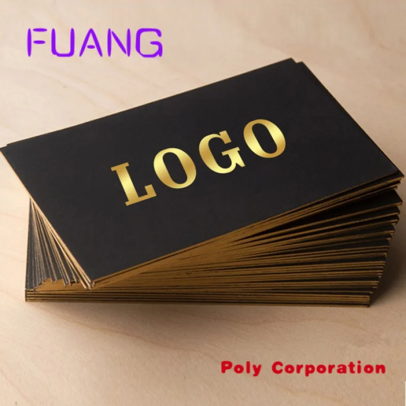 Custom  Hot sale custom printed luxury black gold foil business card printing with golden border edge