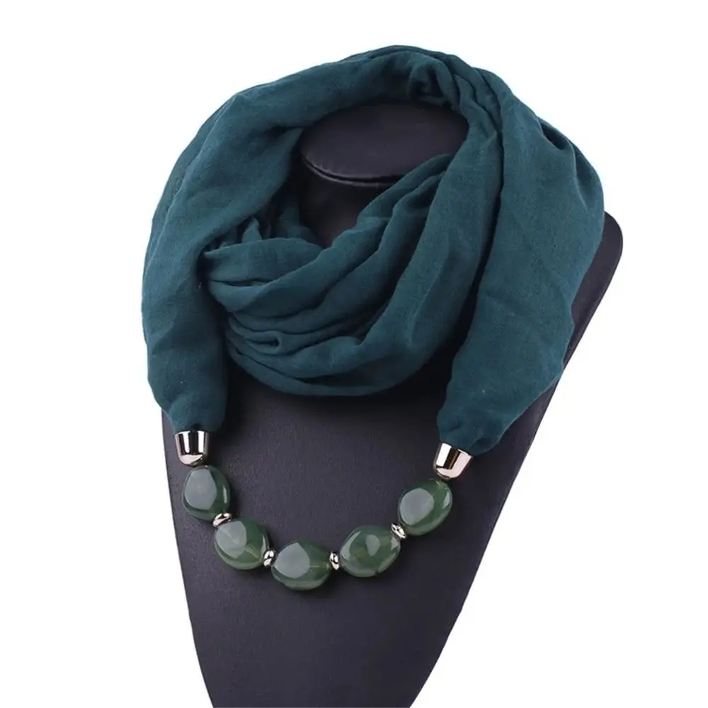 S49db2c8dc0a9430590937208b6ea6d842 1Pcs Ethnic Women Scarf Resin Pendant Beaded Necklace Scarf Cotton Linen Head Scarves Costume Bead Decoration Accessories Mallzona