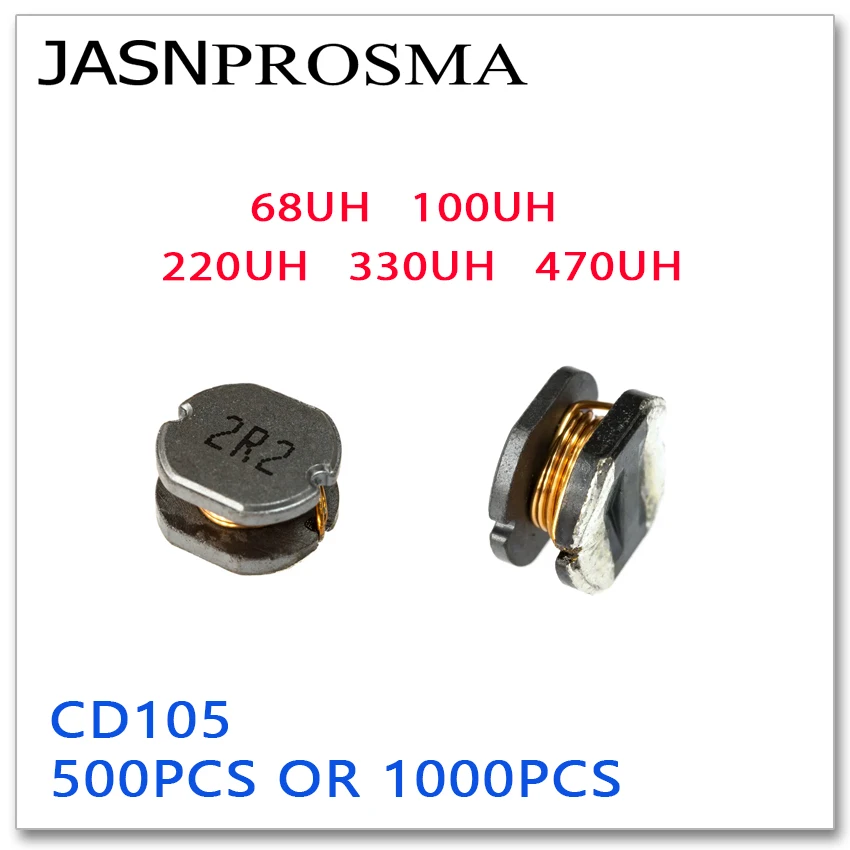 

JASNPROSMA SMD силовой индуктор CD105 500 шт. 1000 шт. 68UH 100UH 220UH 330UH 470UH 680 101 221 331 471 9*10*5,8 мм Новый высокое качество