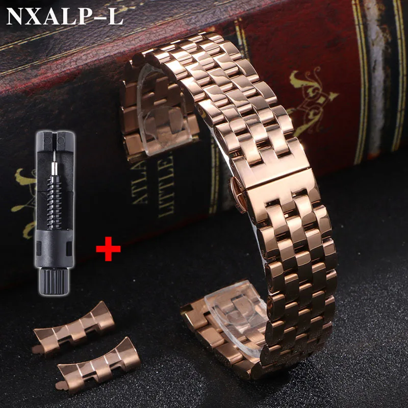 Premium Solid Stainless Steel Watch Band - High-Quality Curved/Flat End Wristband, Available in Various Sizes
