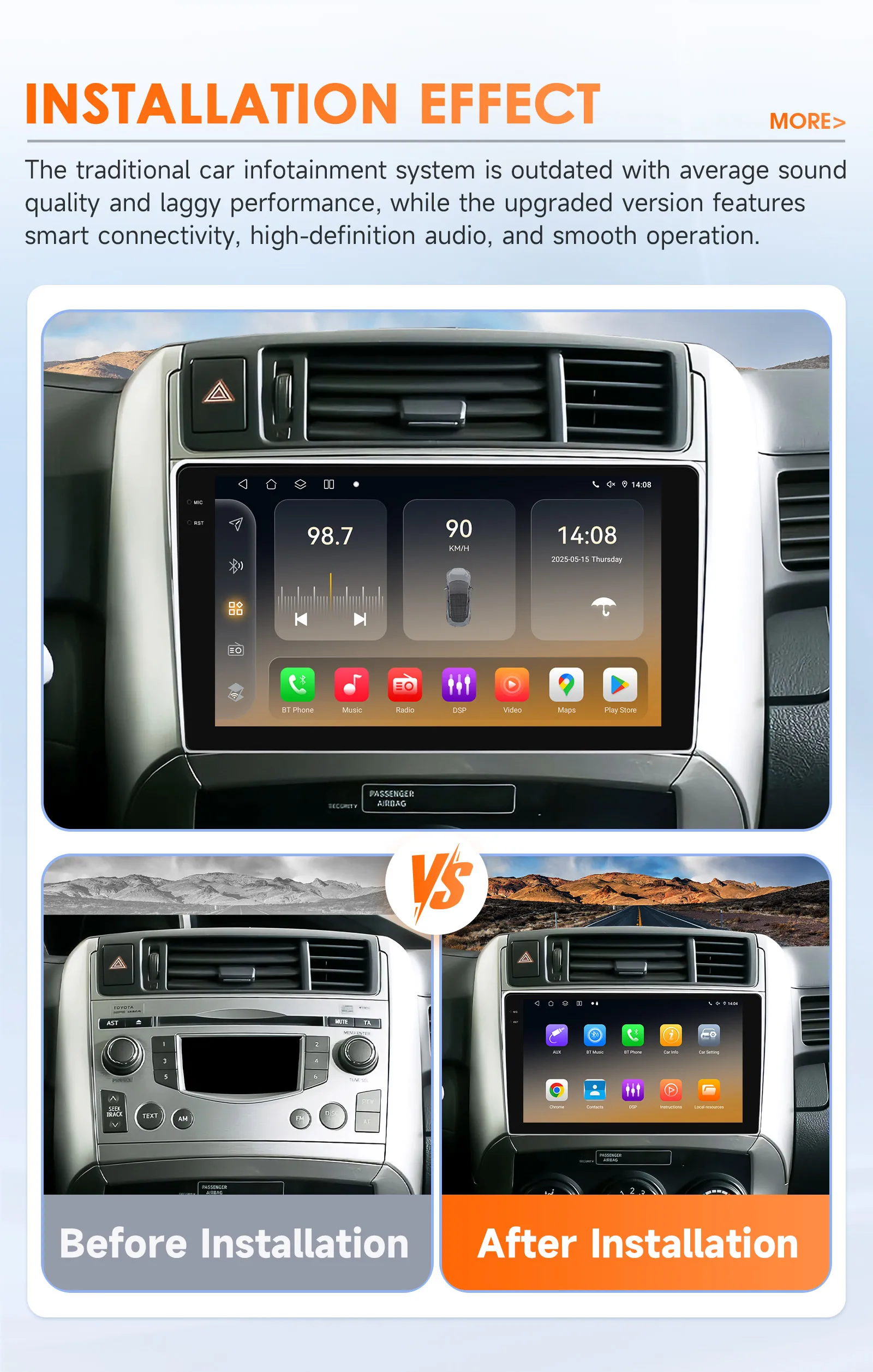 Auto-Multimedia-Player für Toyota Corolla Verso 2009–2018, intelligentes Stereo-Carplay, Android Auto von Snapdragon 6115, Autoradio – Detail 4