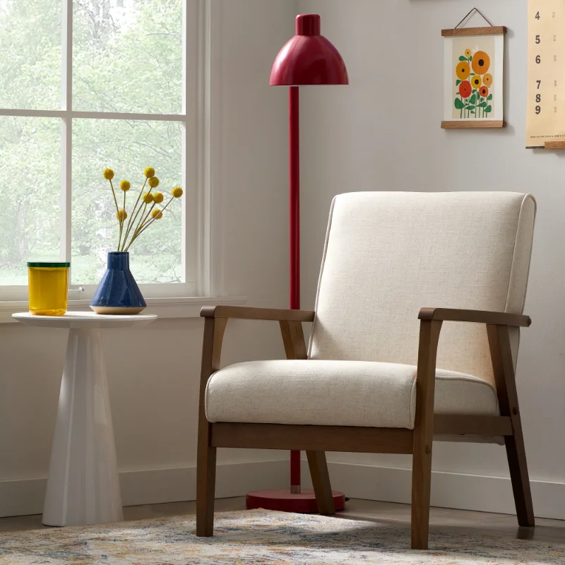 

Mayview Milton Wood Frame Accent Chair, Cream accent chairs for living room chairs living room