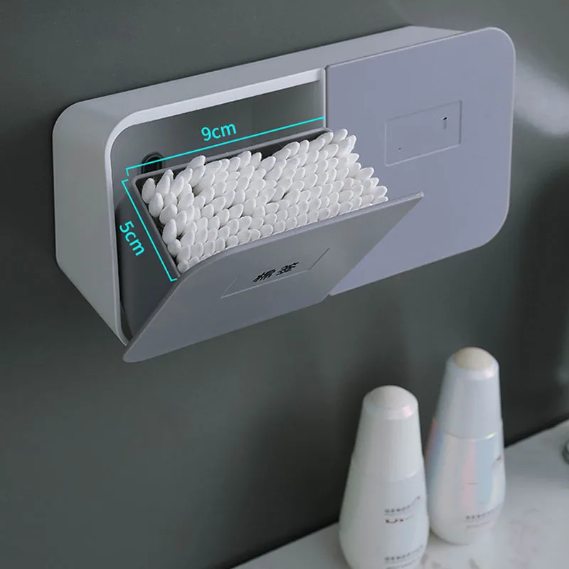Bathroom Organizer Cotton Pads Storage Plastic Swab Holder Wall