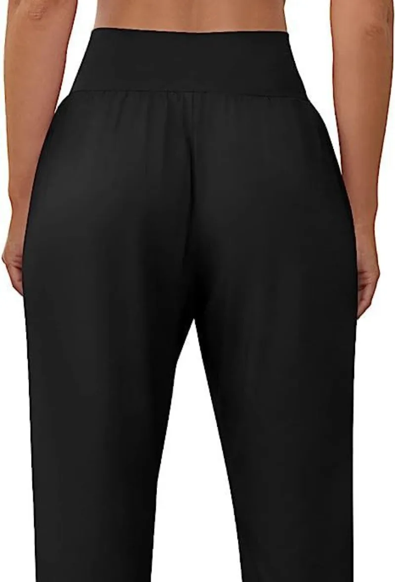 Spring and Autumn Women's Wide Legs High Waist Elastic Waist Solid Commuter Loose Trousers Casual Sports Fashion Vintage Pants