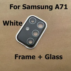 Rear Back Camera Glass Lens Cover with Frame Holder Replacement (A71 White 1PCS)
