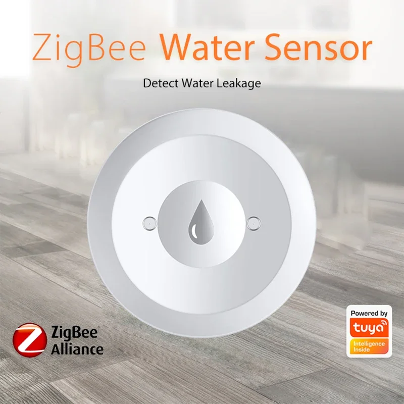 Water Flood Sensor Tuya Zigbee Water Sensor Flood Leak Detector App Remote Monitoring For Kitchen/Bathroom Support Home Assistant Zigbee2mqtt