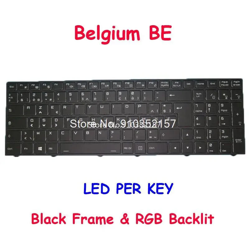 

Laptop GR English Belgium Colourful Backlit Keyboard For CLEVO P960 P960RC P960RD P960RF P960EN P960RN Black Frame LED PER KEY