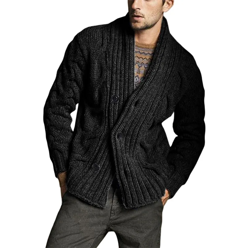 Men Jacket Cardigan 2022 Autumn Winter New Solid Color Long Sleeve Knitted Sweater Coat Male Fashion Chamarras Para Hombre