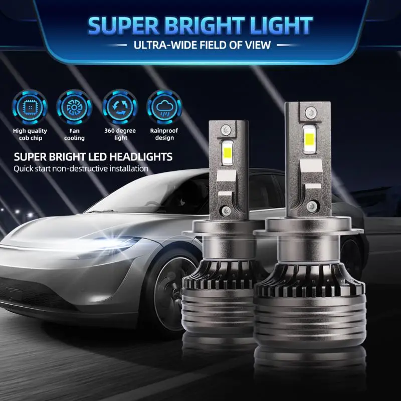 

H7 LED Canbus Car Headlights Bulbs H4 H1 HB3 9005 HB4 9006 H11 9012 LED 6000K 5570 CSP Auto Lamp 3 Copper Tube for Ford