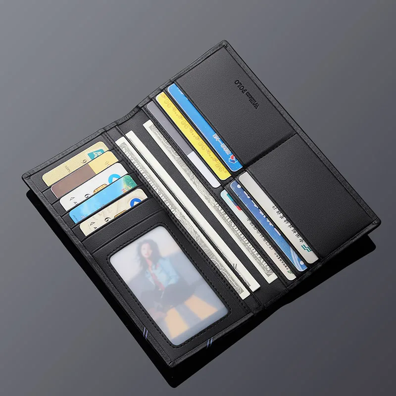 Practical gift Men's long wallet Leather horizontal top layer cowhide leather wallet card bag 2