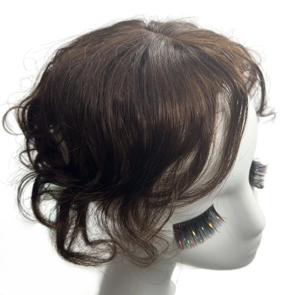 Curly Wavy Human Hair Toppers Clip In Toppers With Side Bangs Hair For Women Bangs Toupee Wiglets Hairpieces For Mild human hair bangs women hair topper