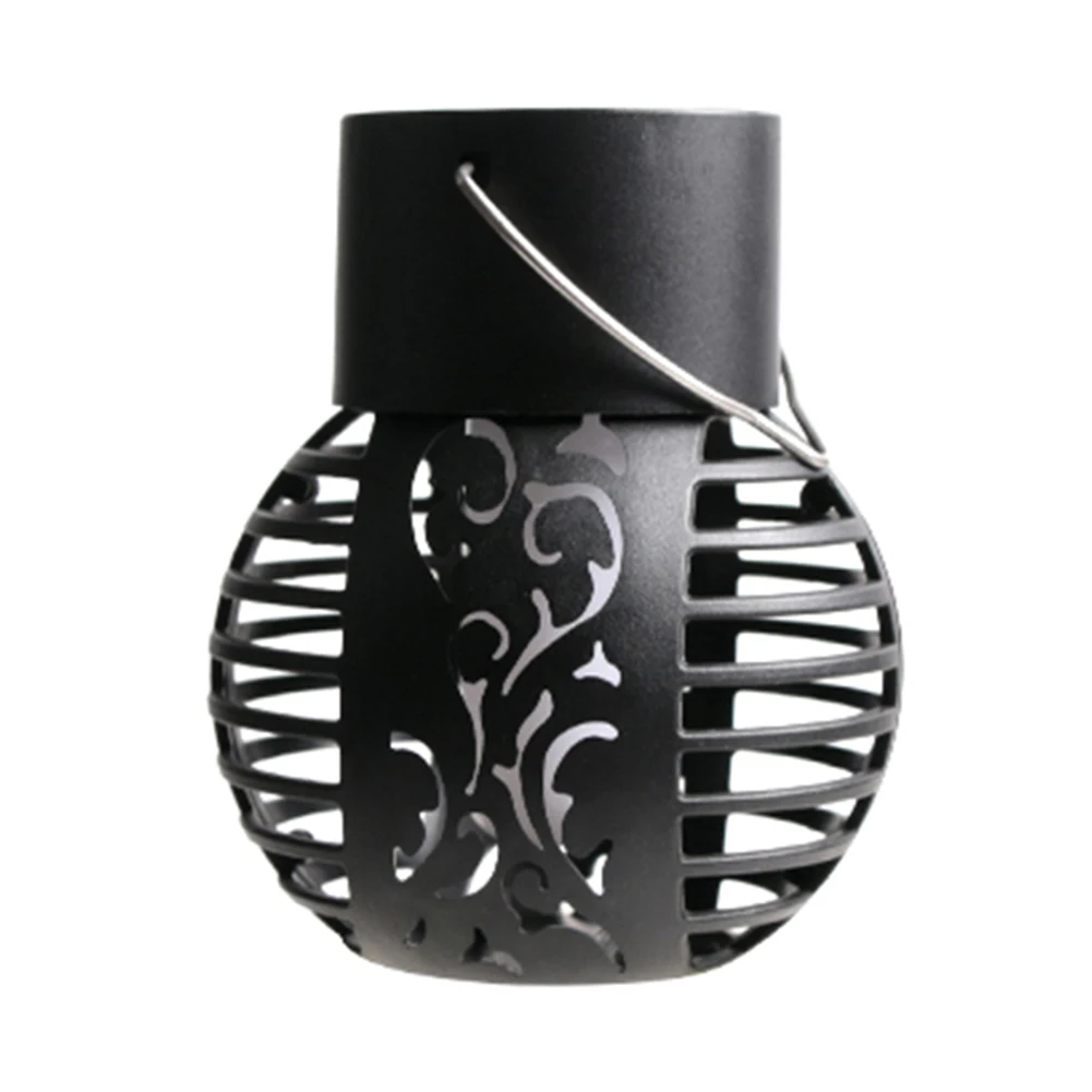 

LED Solar Chandelier Lights Waterproof Hollow Ball Simulated Flame Lantern Plastic Hanging High Capacity Battery for Home Garden