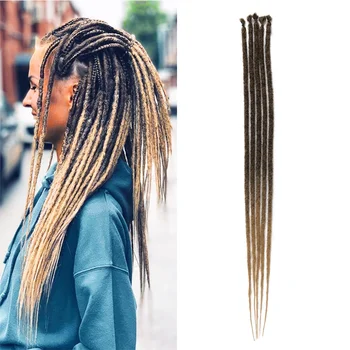 Synthetic Dreadlock Extensions Crochet Dreads 5 Strands 24 Inch Ombre blonde Dreads extensions  Human-Like Hair Loc Extensions 1