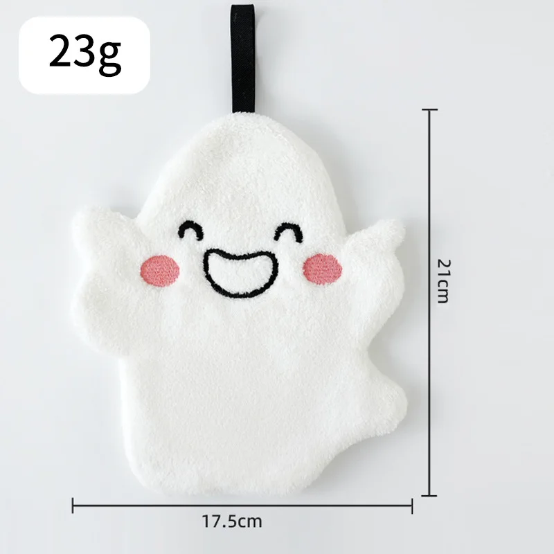 Description Picture 5 of itemUltra Absorbent Ghost Shaped Towel Halloween Bathroom Hanging Decor Coral Velvet Hand Towel with Fantasy Theme for Home Kitchen