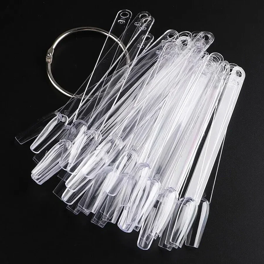 12 Stk Nagel Display Tips – Transparente Übungsnagelspitzen Auf Karte Für Nagellack-Präsentation