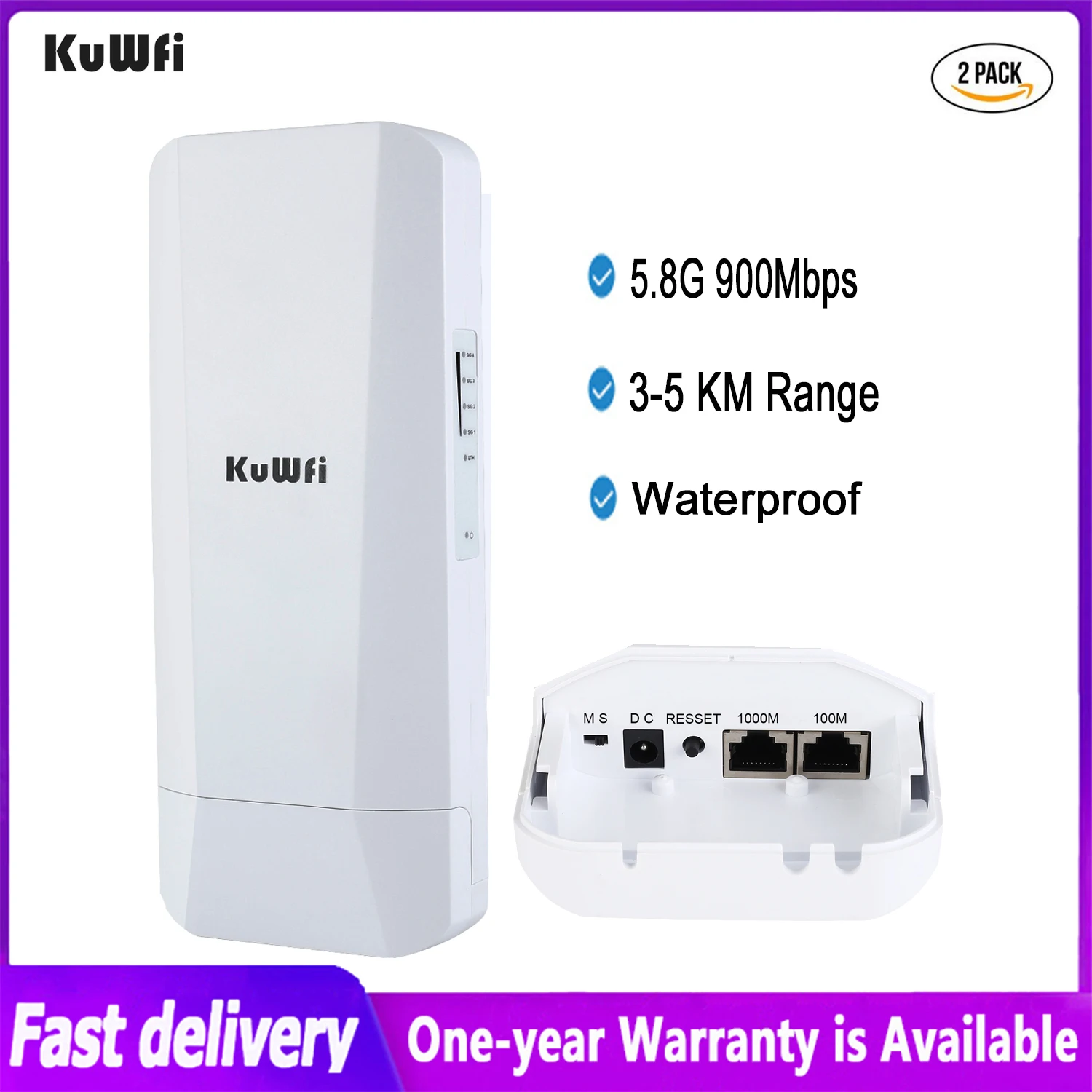 KuWFi-Routeur/répéteur Wi-Fi Gigabit sans fil, pont 5,8 GHz, 900Mbps,  longue portée de 3 à 5km, antenne 14dBi, pour l'extérieur - AliExpress