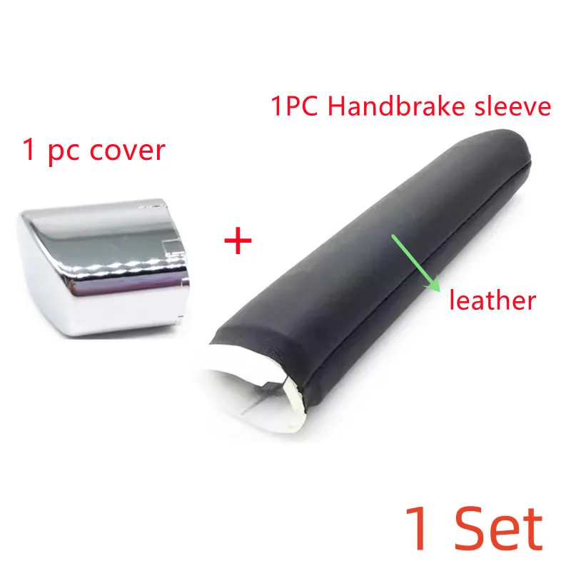 Car Gear Handbrake Handle Leather Cover Plating Button Trim For Skoda Karoq Octavia A5 A7 2015 -