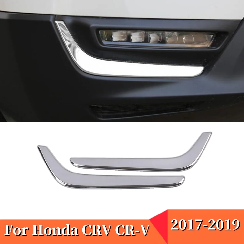 

Car ABS Chrome Front Bumper Lower Cover Grille Eyelid Trim Strips Fog Light For Honda CRV CR-V 2017 2018 2019 Auto Accessories