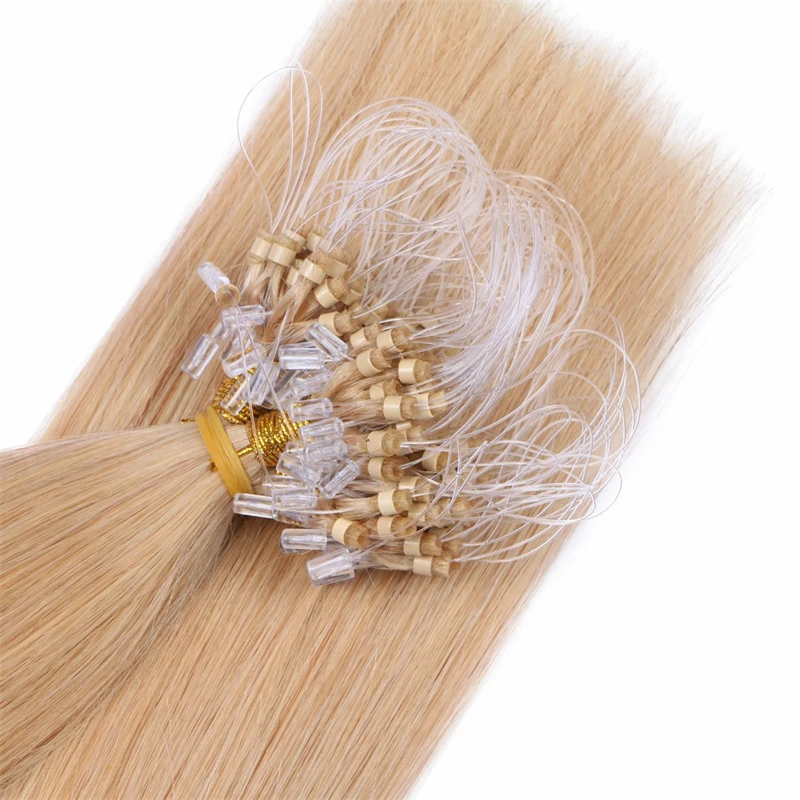 Straight Micro Loop Hair Extension Human Hair Brazilian Remy Extensions for Women Invisible Fishing Line Nanolink
